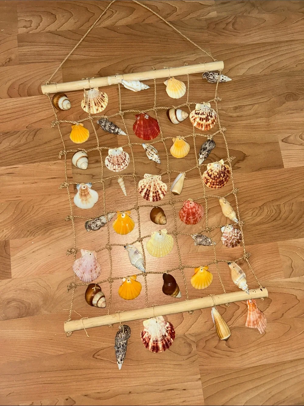 Handmade Seashell Wall Hanging - Natural, Pink & Cream Shells - Picture 3 of 3